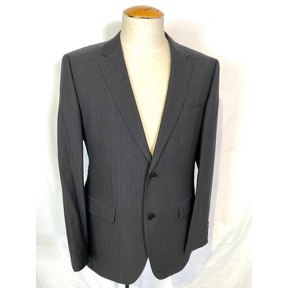 Hugo Boss Luxury Dark Gray Wool Blazer Sport Coat Jacket Two Button Men's Sz 42R - Picture 1 of 16